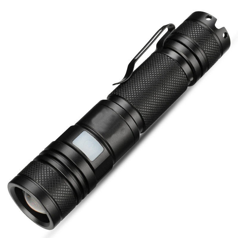 10W LED Strong Light Rechargeable Flashlight Aluminum Alloy Outdoor Riding Mini Long-range Telescopic Focusing Waterproof Flashlight